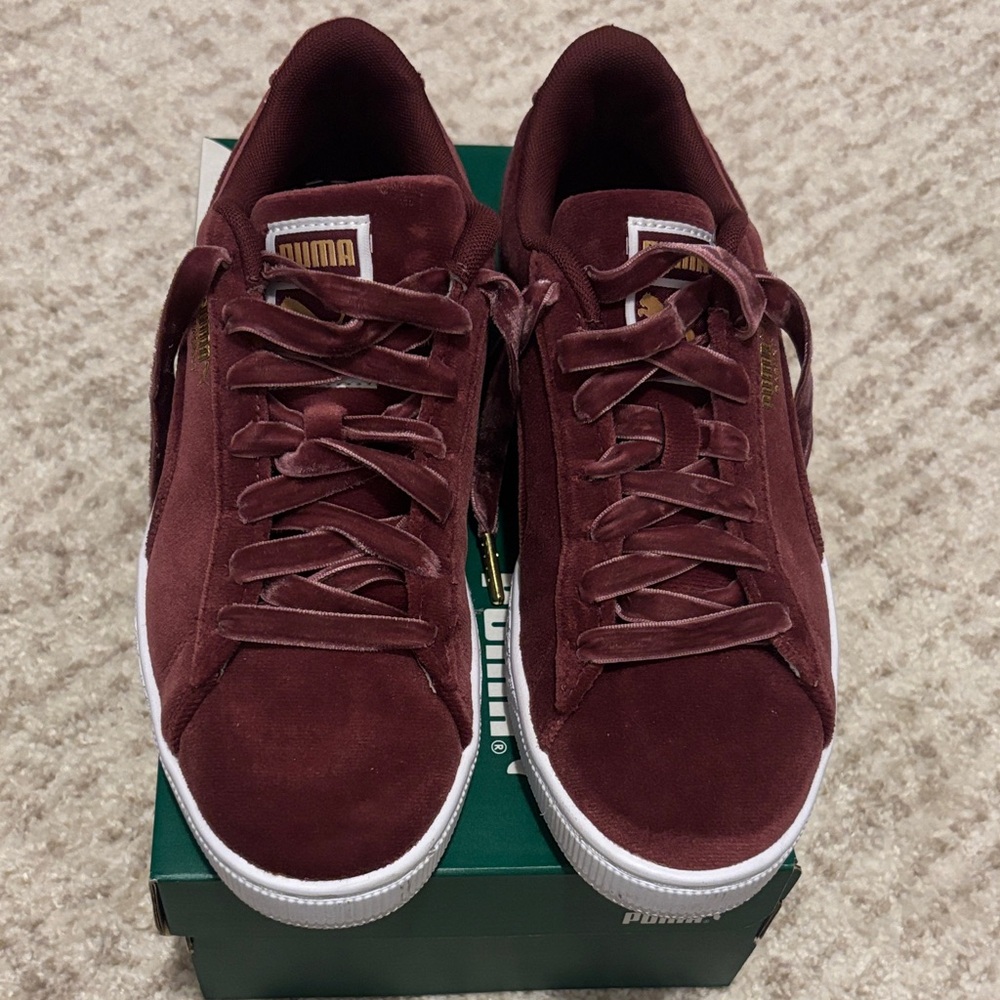 Puma Maroon Velvet Basket Sneaker